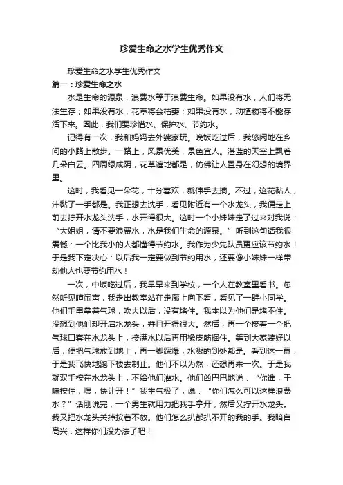 珍爱生命之水学生优秀作文
