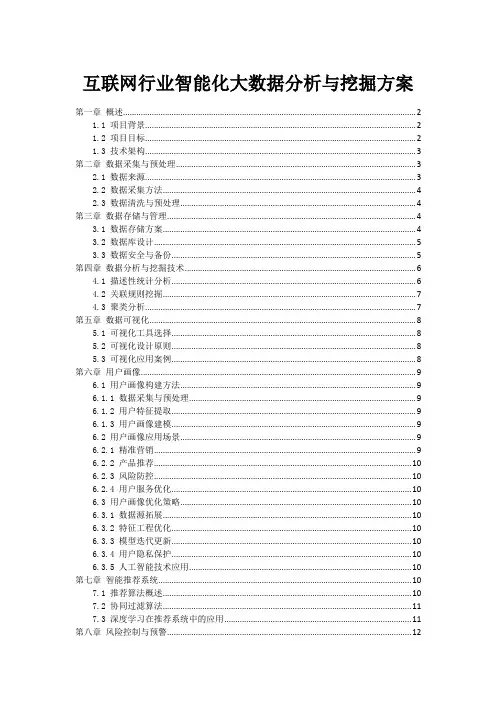 互联网行业智能化大数据分析与挖掘方案