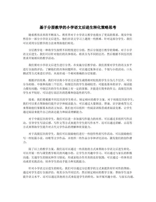 基于分层教学的小学语文后进生转化策略思考
