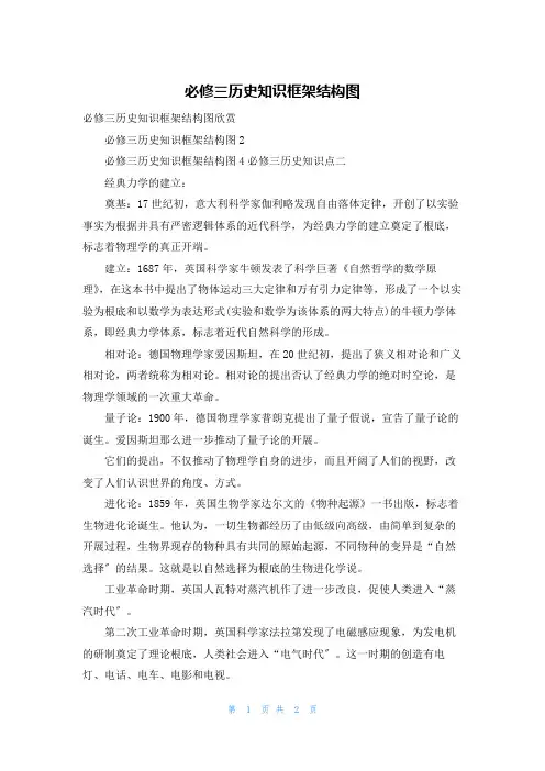 必修三历史知识框架结构图
