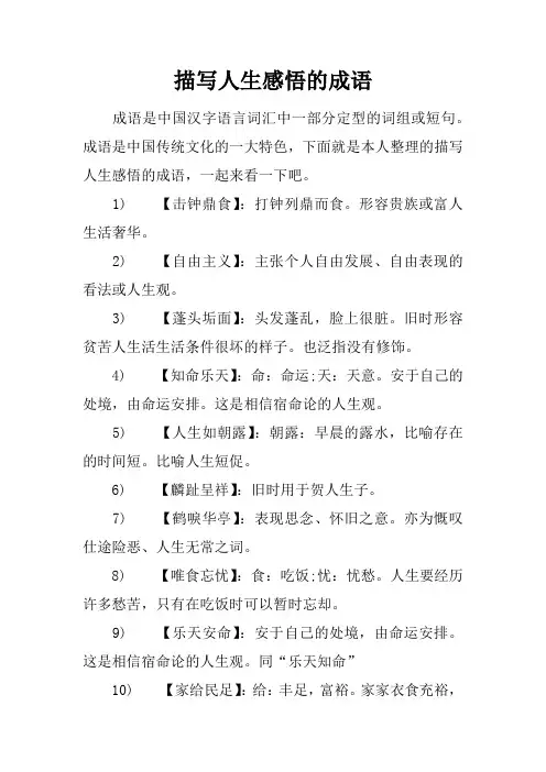 描写人生感悟的成语
