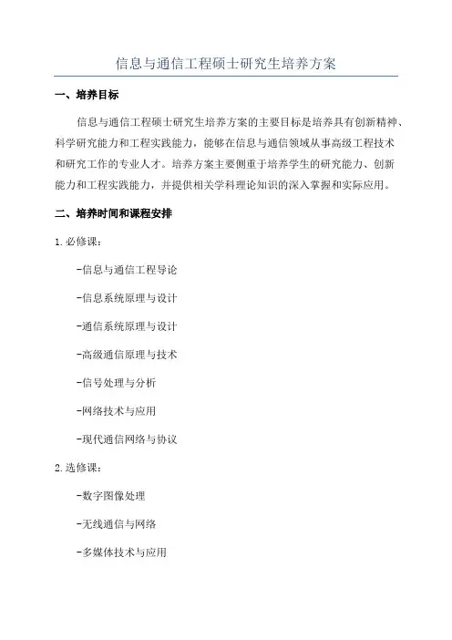 信息与通信工程硕士研究生培养方案