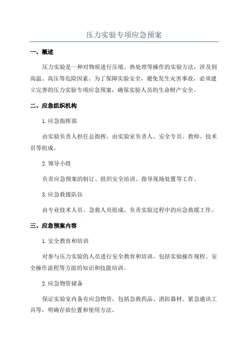压力实验专项应急预案