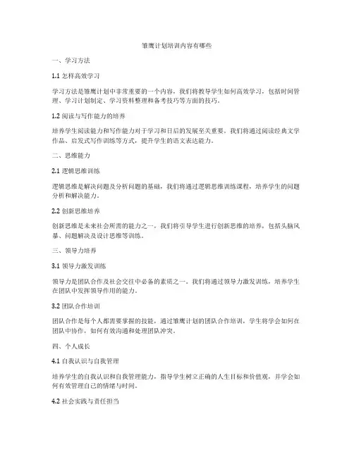 雏鹰计划培训内容有哪些