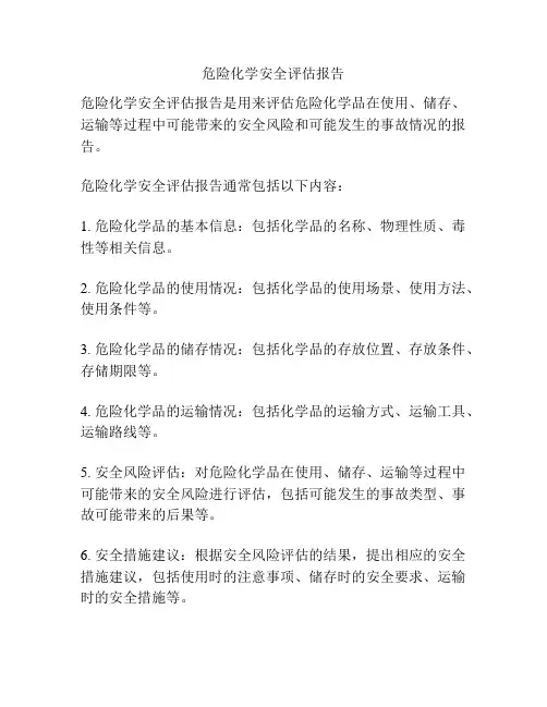 危险化学安全评估报告