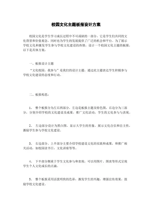 校园文化主题板报设计方案