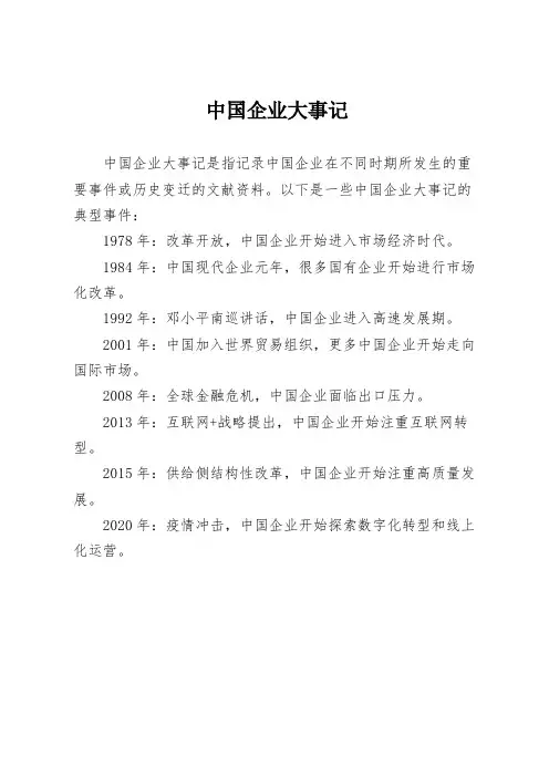 中国企业大事记