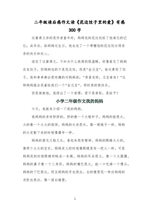 二年级读后感作文读《花边饺子里的爱》有感300字