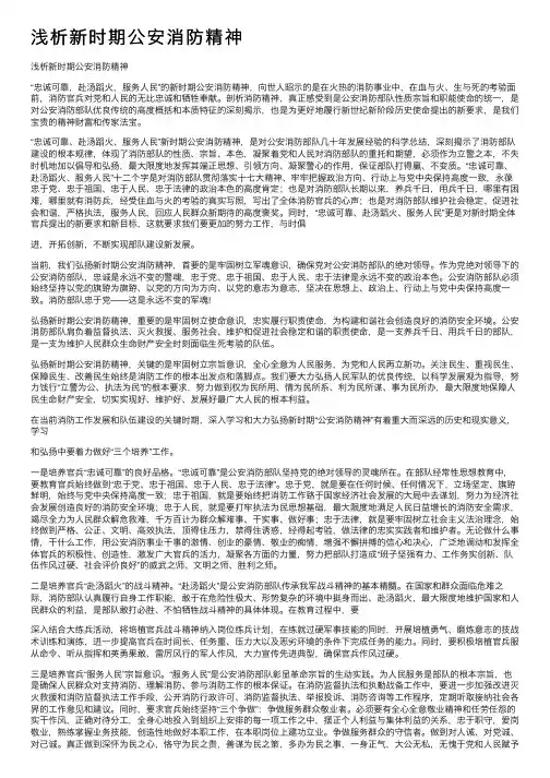 浅析新时期公安消防精神