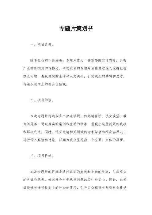 专题片策划书