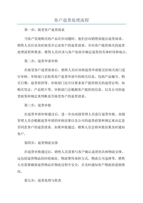 客户退货处理流程