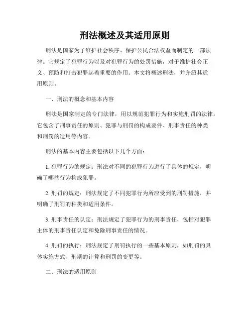 刑法概述及其适用原则