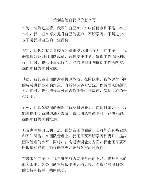 策划主管自我评价怎么写