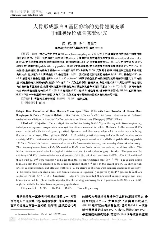 人骨形成蛋白9基因修饰的兔骨髓间充质干细胞异位成骨实验研究