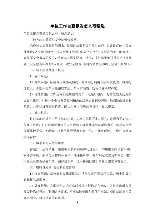 单位工作自查报告怎么写精选
