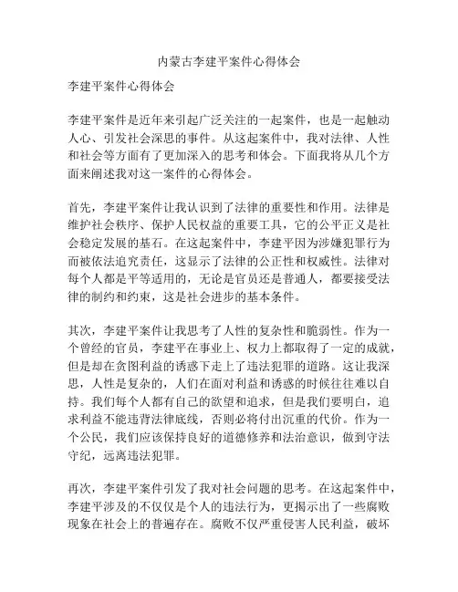 内蒙古李建平案件心得体会