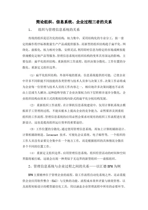 组织、信息系统、企业过程三者的关系