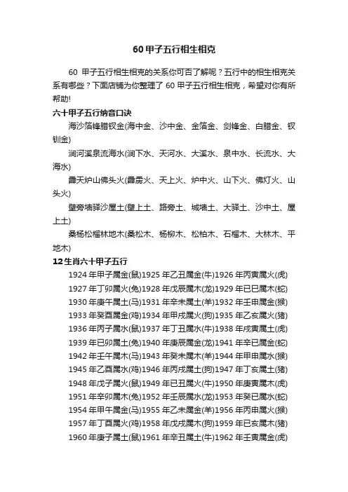 60甲子五行相生相克
