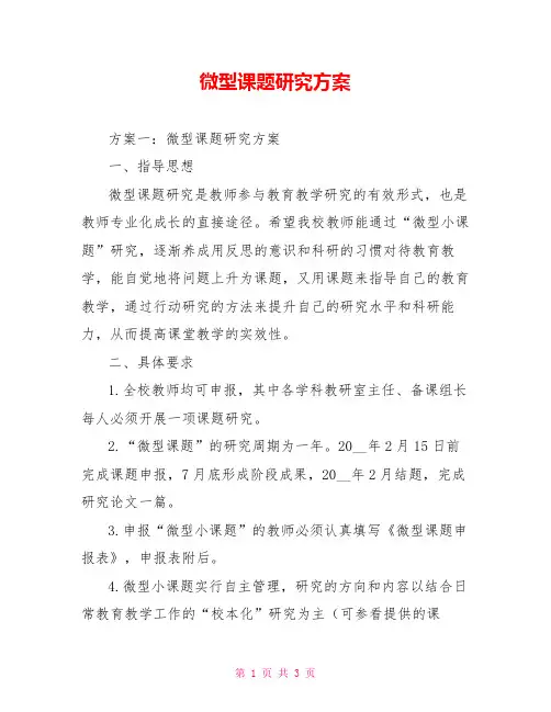 微型课题研究方案