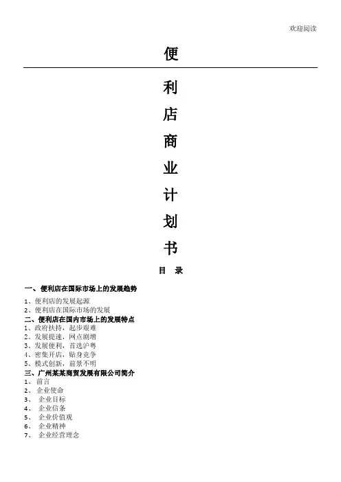 便利店商业规划书模板(66页
