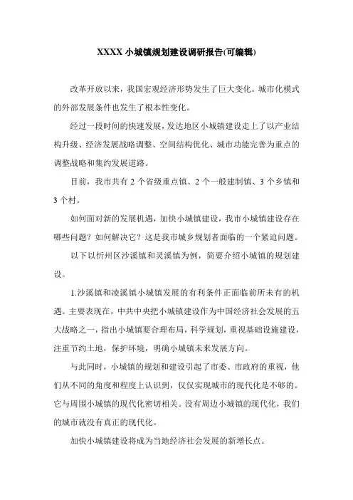 XXXX小城镇规划建设调研报告(可编辑).doc