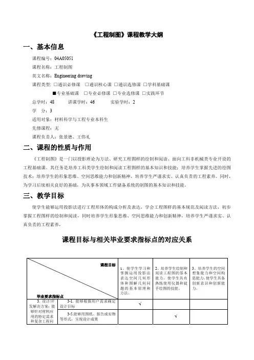 课程目标与相关毕业要求指标点的对应关系