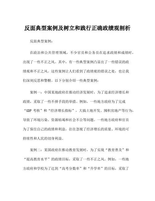 反面典型案例及树立和践行正确政绩观剖析