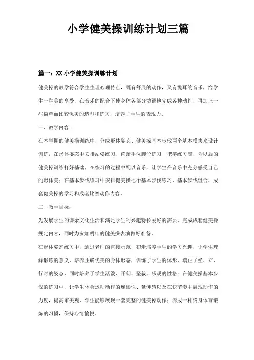 小学健美操训练计划三篇