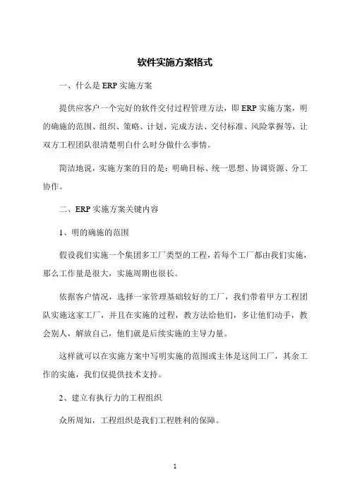软件实施方案格式
