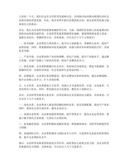 转型发展研讨会发言稿范文