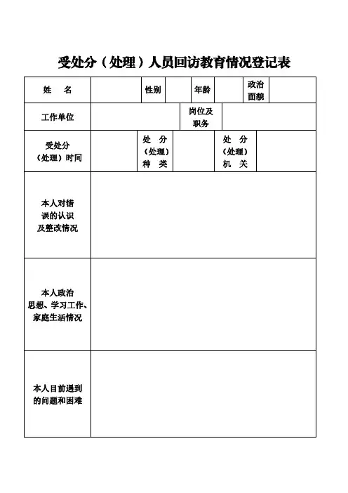受处分(处理)人员回访教育情况登记表