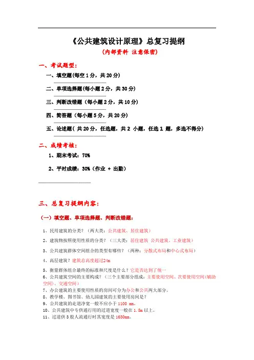 公共建筑设计原理的总复习提纲2014全