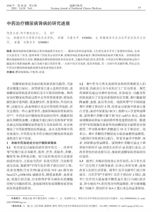 中药治疗糖尿病肾病的研究进展