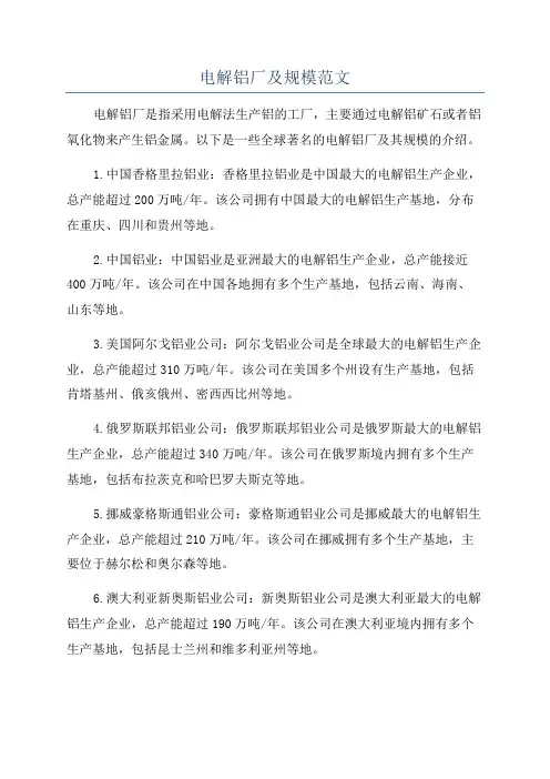 电解铝厂及规模范文