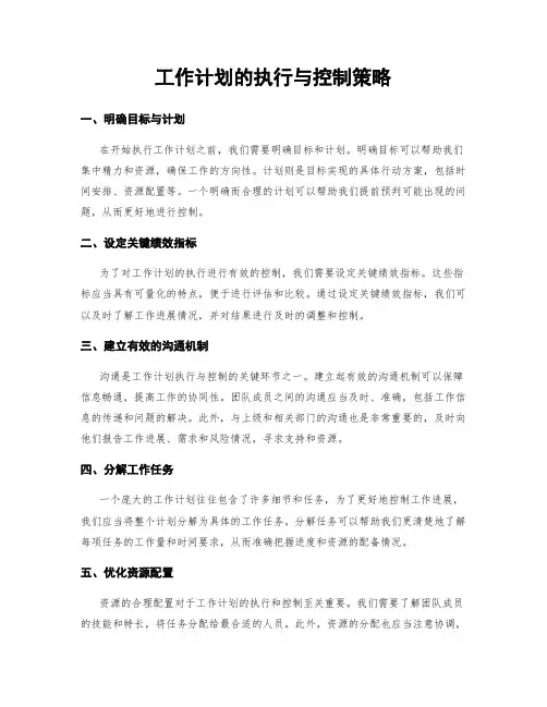 工作计划的执行与控制策略