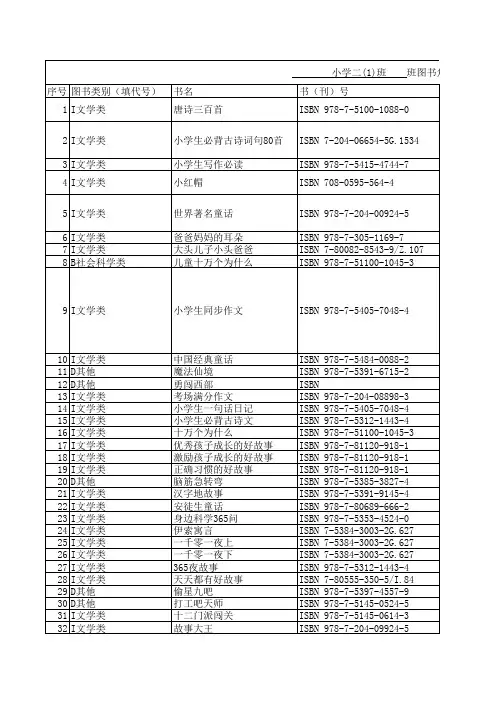 图书角捐赠图书登记表