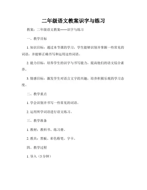 二年级语文教案识字与练习