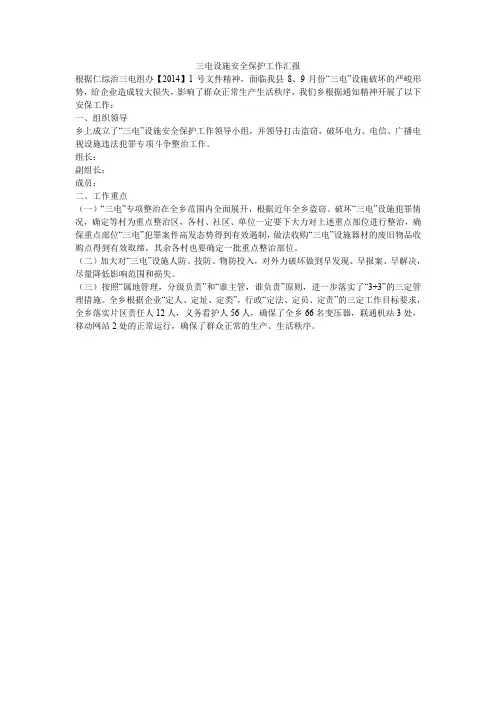 三电设施安全保护工作汇报
