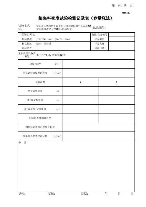 细集料密度试验记录表