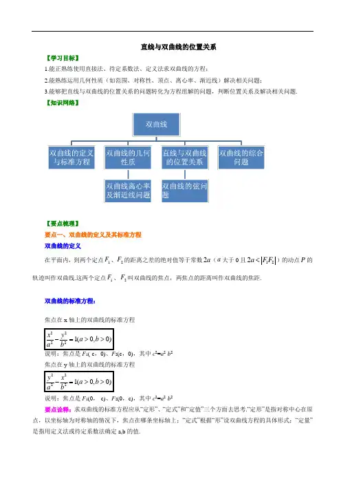 高中数学理科2-1A 知识讲解 直线与双曲线的位置关系理