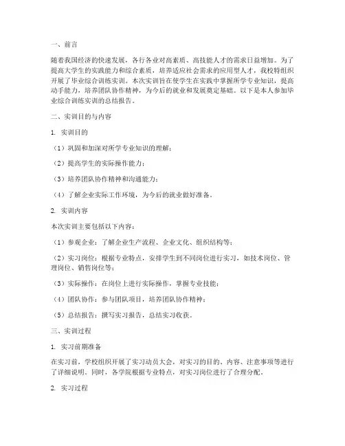 毕业综合训练实训报告书