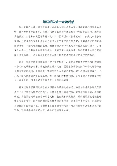 领导梯队第十章读后感