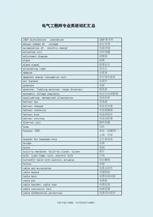 电气工程专业英语词汇汇总(综合版)
