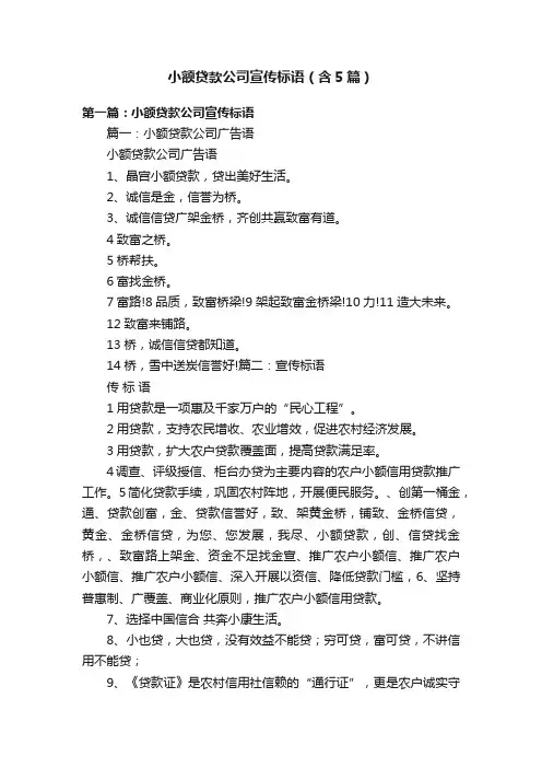 小额贷款公司宣传标语（含5篇）