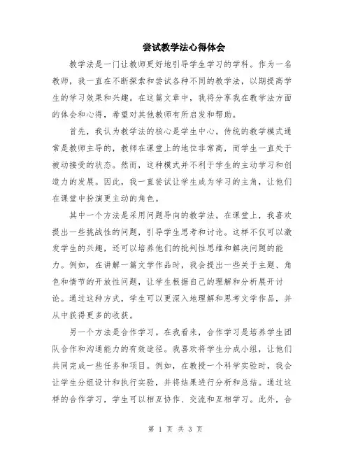 尝试教学法心得体会