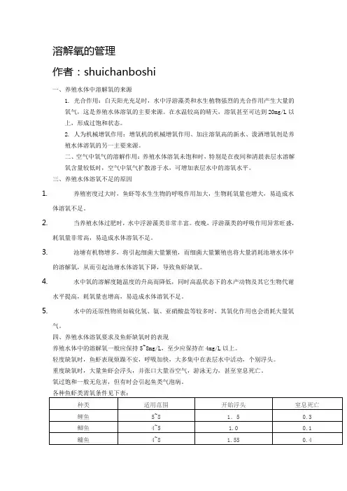 水产养殖过程中的溶解氧