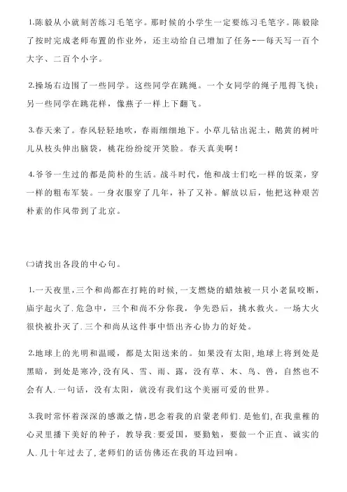 中心句经典练习