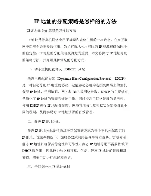 IP地址的分配策略是怎样的的方法