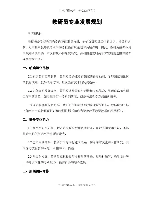 教研员专业发展规划