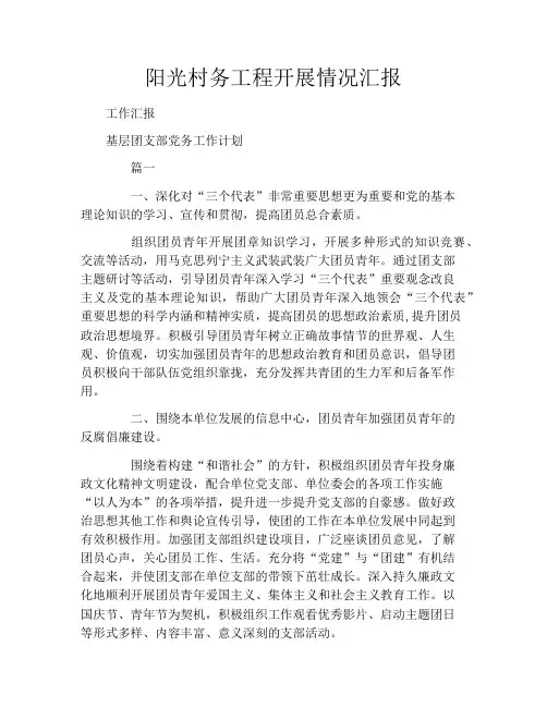阳光村务工程开展情况汇报